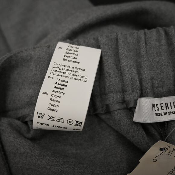 Peserico Trouser Pants Size 6 Gray Straight Leg Cuffed Flat Front Wool High Rise - Picture 8 of 8